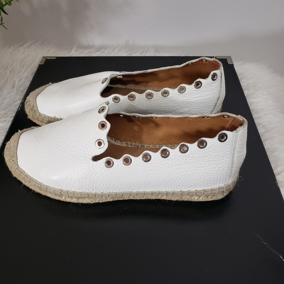 MAYPOL white leather eyelet espadrille flats - Picture 2 of 9
